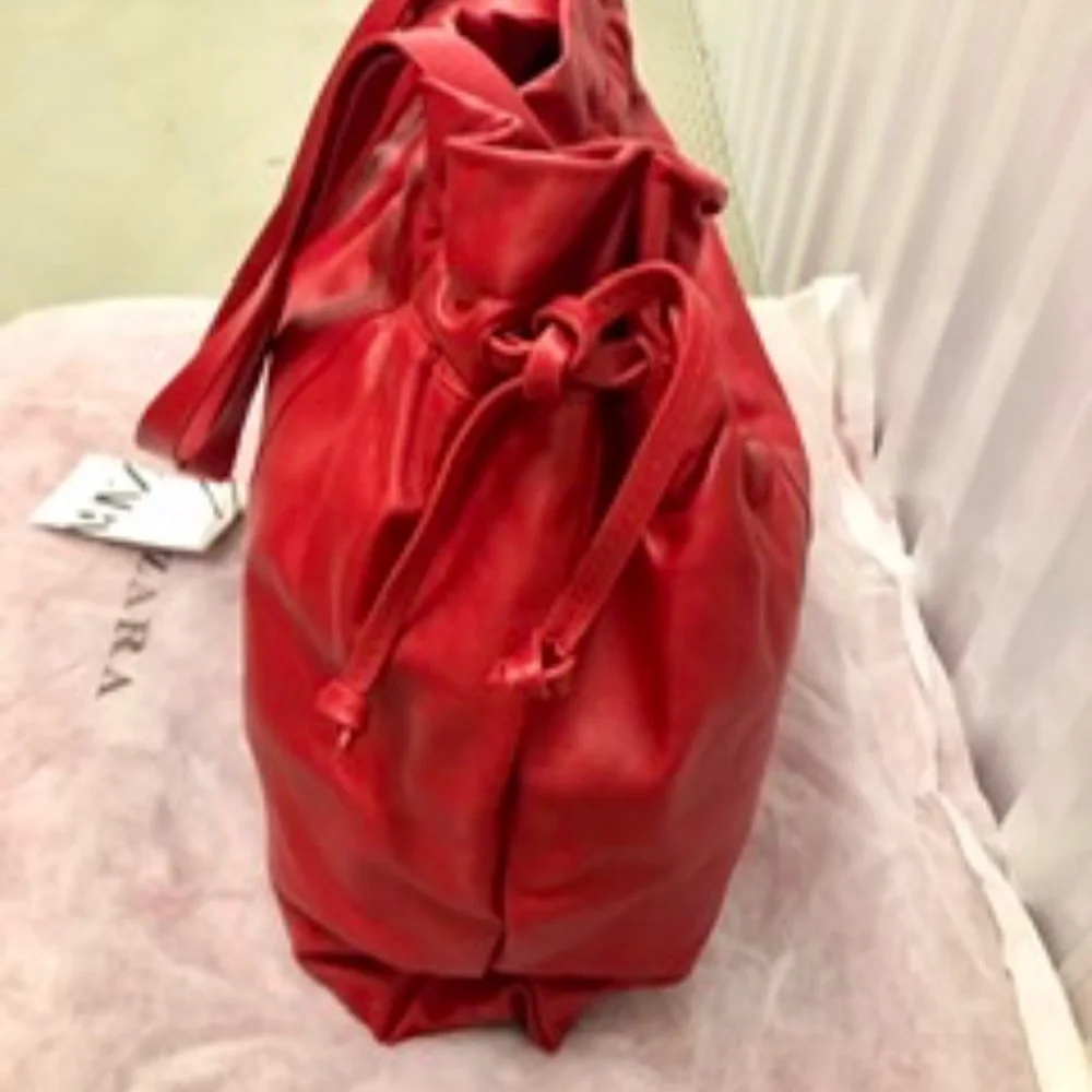 ZARA Real LEATHER Tote Shoulder Bag, M, NWT